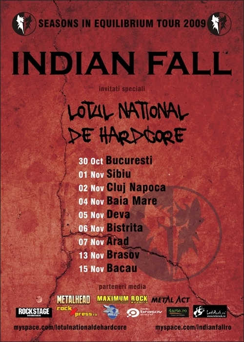 Indian Fall si Lotul National De Hardcore pleaca in turneul Seasons In Equilibrium Tour 2009