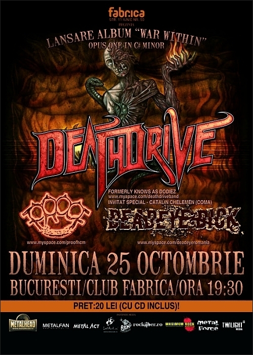 Lansare Deathdrive War Within - opus one in C# minor in club Fabrica alaturi de Proof si Deadeye Dick