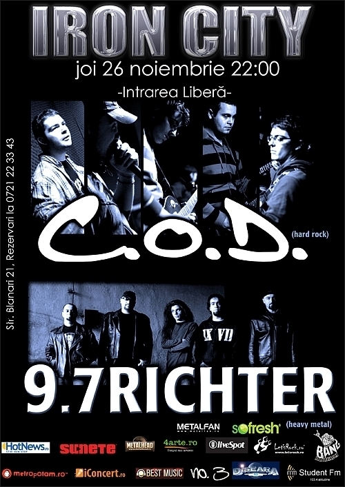 Concert C.O.D. si 9,7 Richter in club IRON CITY