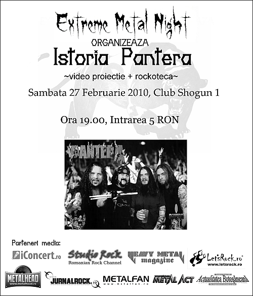 Videoproiectie Pantera si rockoteca in Club Shogun