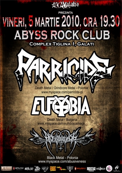 Concert PARRICIDE, EUFOBIA, Abusiveness in ABYSS ROCK CLUB