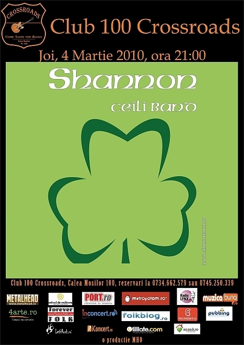 Seara de muzica irlandeza live cu SHANNON CEILI BAND in club 100 Crossroads