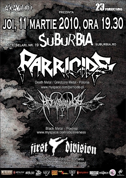 The Grindcore Balkan Tour 2010 cu Parricide, Abusiveness si First Division