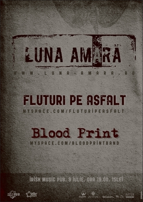 Concert Luna Amara, Fluturi pe Asfalt si BloodPrint in Irish Music Pub