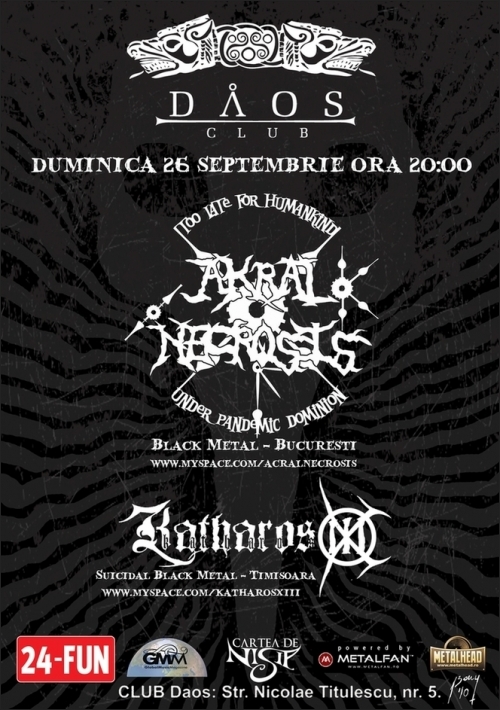 Concert Akral Necrosis si Katharos XIII in Club Daos din Timisoara