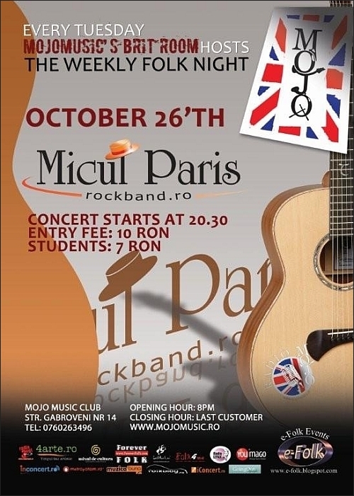 Concert Micul Paris si Puiu Cretu in club MoJo BritRoom