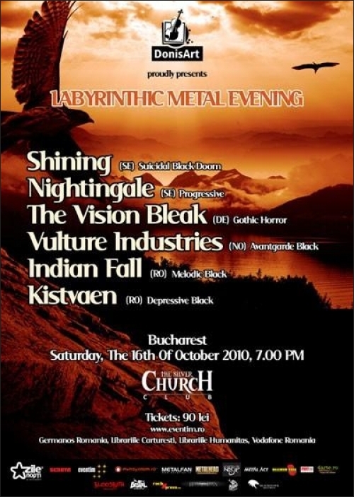 Concert Shining, Nightingale, The Vision Bleak, Vulture Industries, Indian Fall si Kistvaen in Club The Silver Church