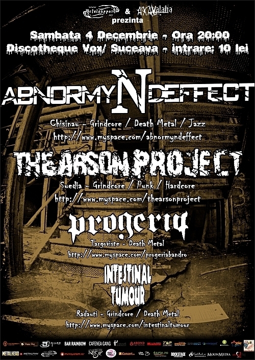 Concert Abnormyndeffect, The Arson Project, Progeria si Intestinal Tumor in Dischotheque Vox