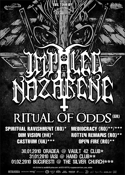 Concert Impaled Nazarene, Ritual of Odds, Spiritual Ravishment si Dim Vision in Vault 42 Club