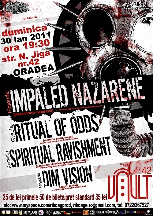 Concert Impaled Nazarene, Ritual of Odds, Spiritual Ravishment si Dim Vision in Vault 42 Club