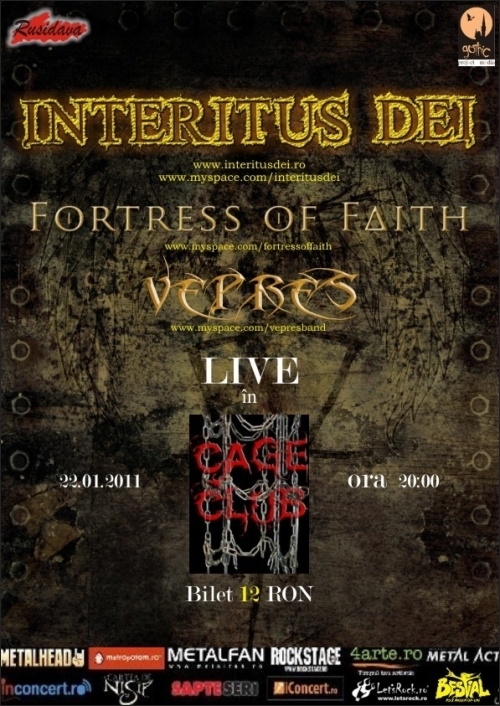 Concert Interitus Dei, Fortress Of Faith si Vepres in club Cage