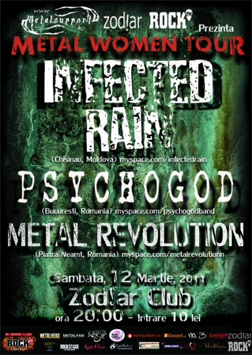 Concert Infected Rain, Psychogod si Metal Revolution in club Zodiar din Galati