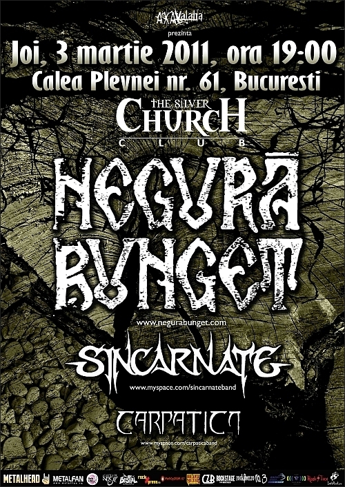 Concert Negura Bunget, Sincarnate si Carpatica in club The Silver Church