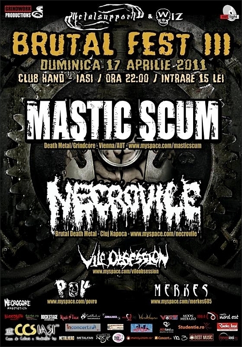 Concert Mastic Scum, Necrovile, Vile Obsession, P.O.V. si Merkes in Bar Hand din Iasi