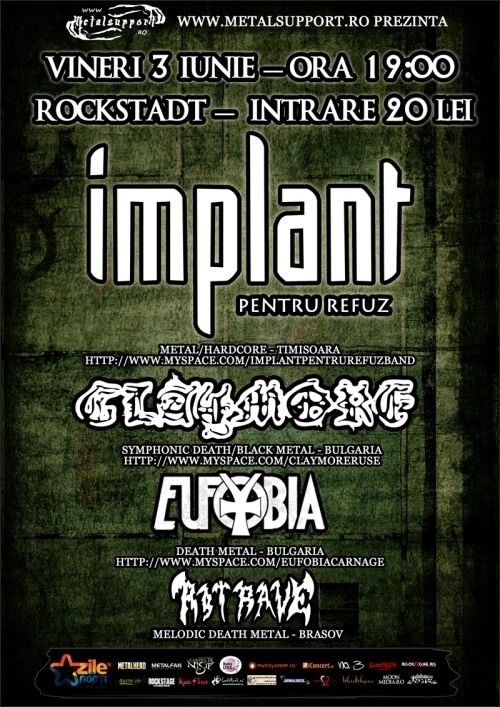 Concert Implant pentru refuz, Claymore, Eufobia si Retrove in club Rockstadt