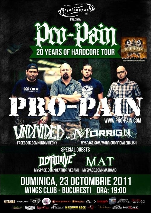 Concert PRO-PAIN in Wings Club din Bucuresti in turneul 20 Years of Hardcore