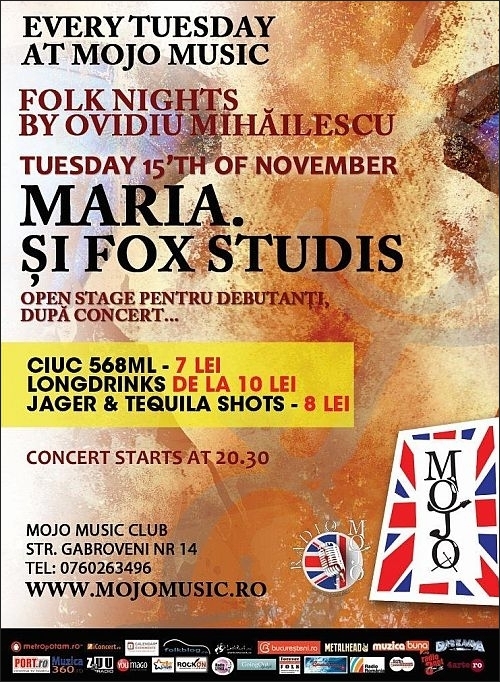 Concert Maria si Fox Studis in club Mojo-Brit Room