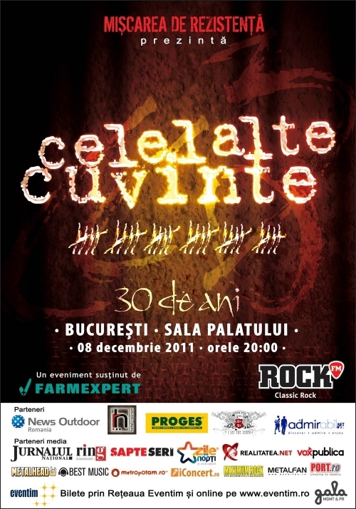 Concert Celelalte Cuvinte 30 ani la Sala Palatului