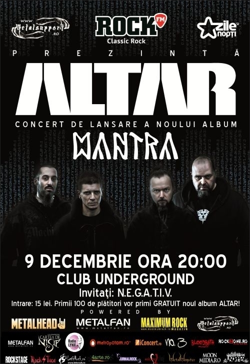 Trupa Altar lanseaza noul album in Pub Underground din Iasi alaturi de N.E.G.A.T.I.V.