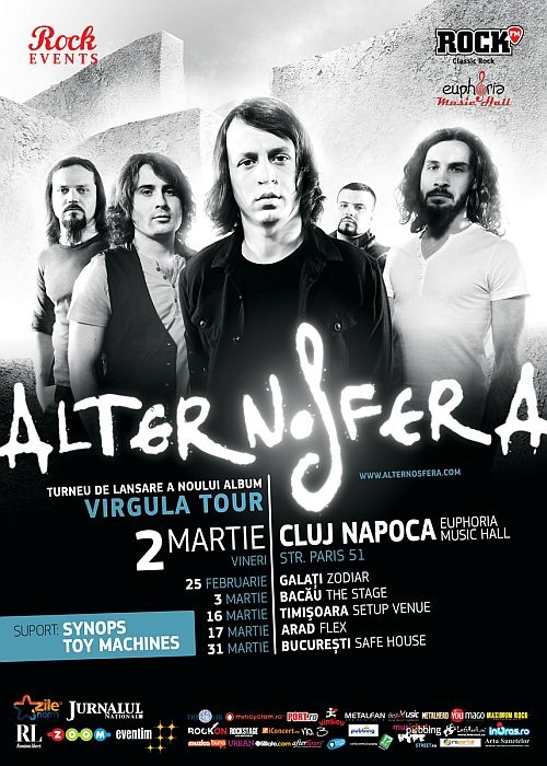 Concert Alternosfera in Euphoria Music Hall din Cluj-Napoca alaturi de Synops si Toy Machines