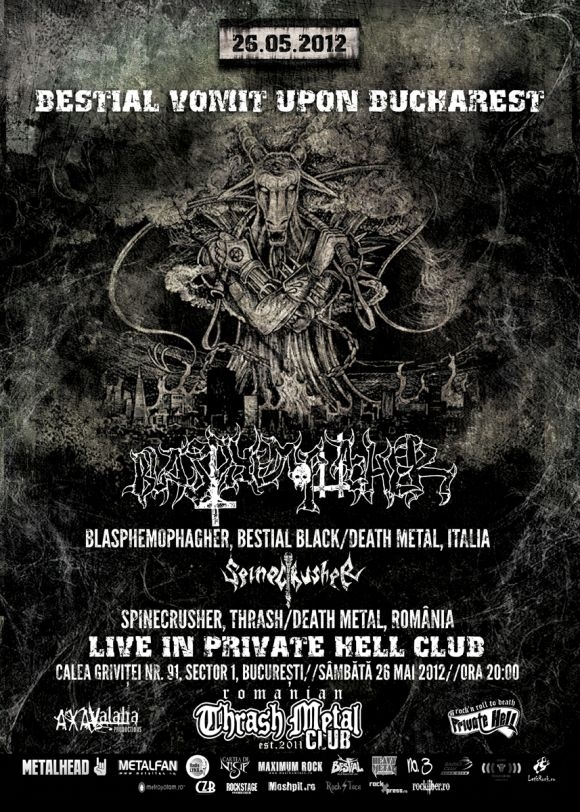 Concert Blasphemophagher si Spinecrusher in Private Hell din Bucuresti