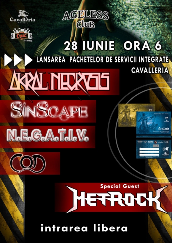 Concert Metrock, COD, SinScape, N.E.G.A.T.I.V. si Akral Necrosis la Ageless Club