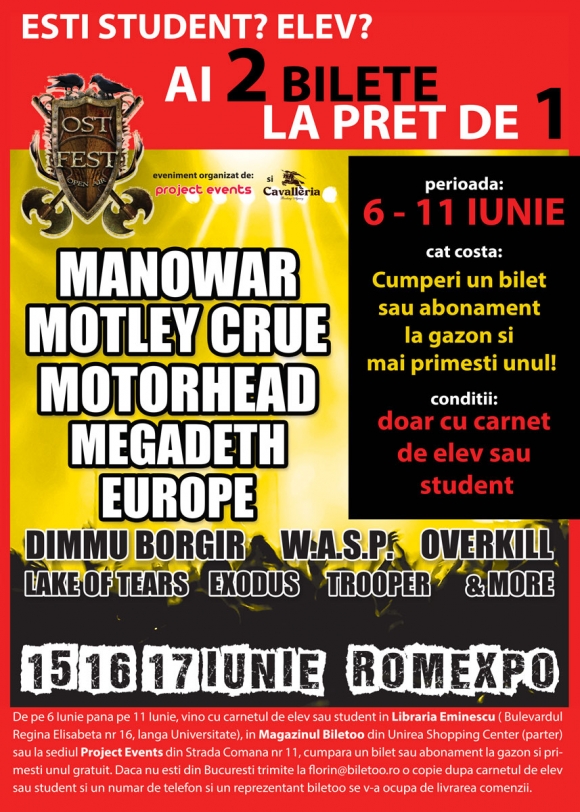 Vara asta prinzi doua locuri la OST FEST la pret de unul, cu carnetul de elev sau student!