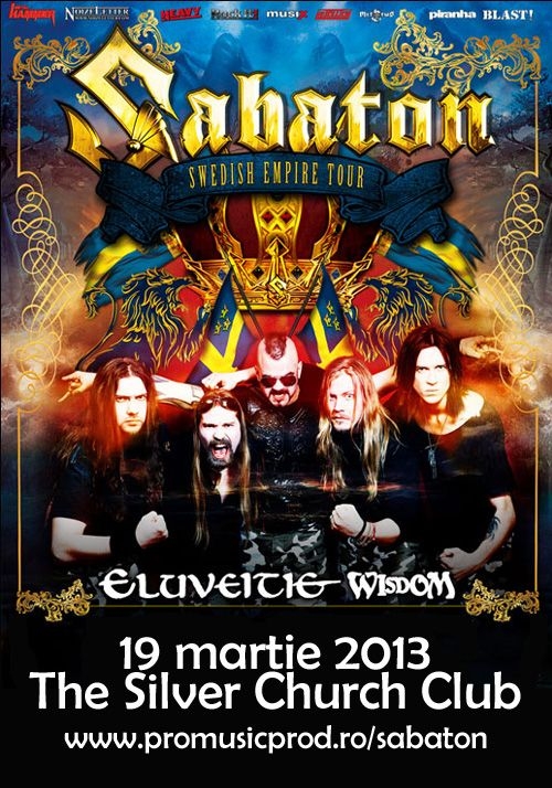 Concert Sabaton, Eluveitie si Wisdom in club The Silver Church