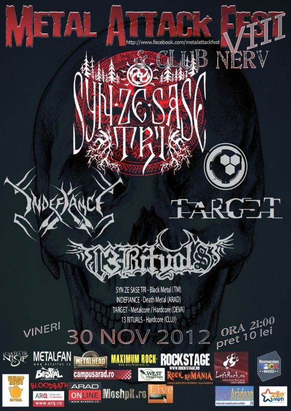 Syn Ze Sase Tri, Indefiance, Targ3t si 13 Rituals la Metal Attack Fest VIII in club Nerv