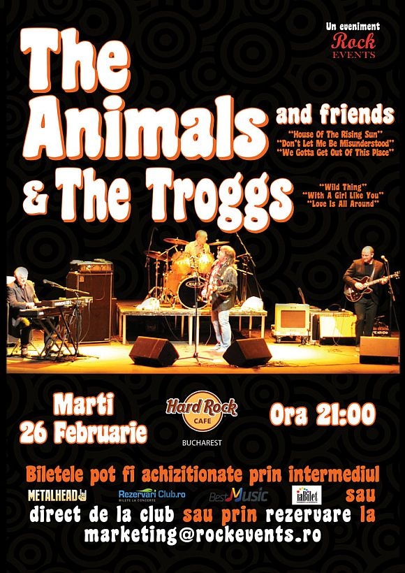 Legendarii The Animals & The Troggs impreuna pe aceeasi scena la Bucuresti