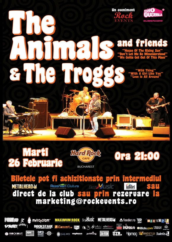 S-a pus in vanzare o noua categorie de bilete pentru concertul The Animals and Friends si The Troggs