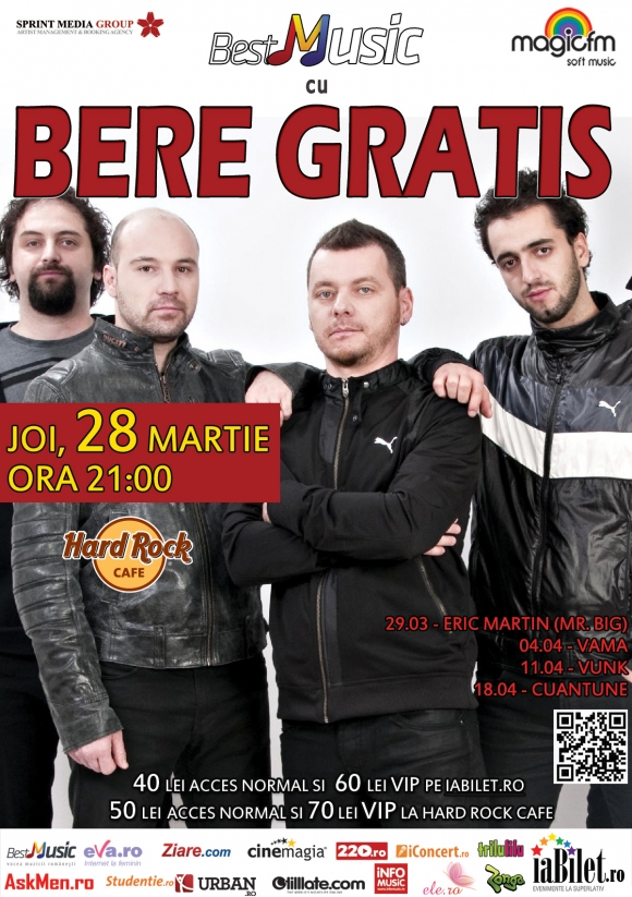 Concert Bere Gratis in Hard Rock Cafe