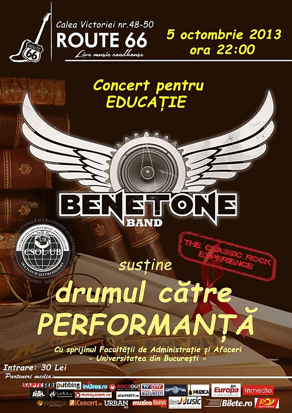 BENETONE Band in Route 66 – concert pentru performanta in educatie