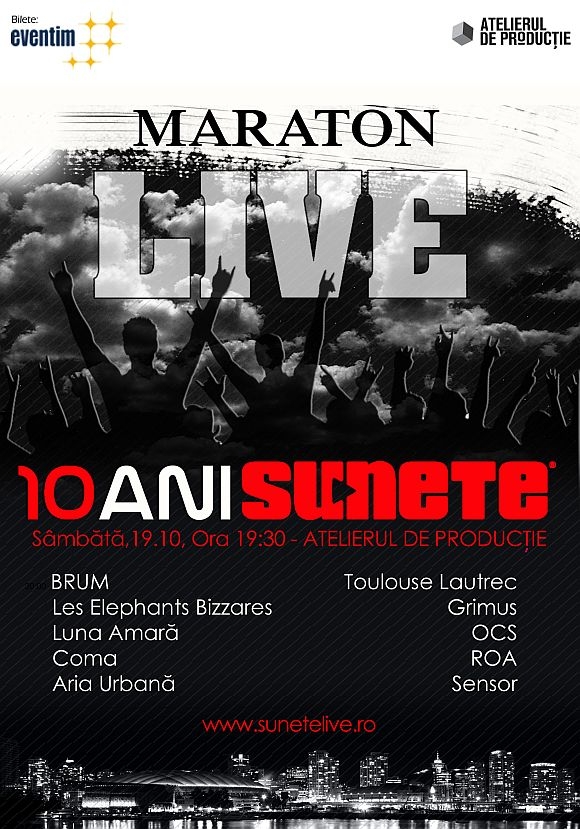 Maraton live „10 ani de Sunete” la Atelierul de Productie