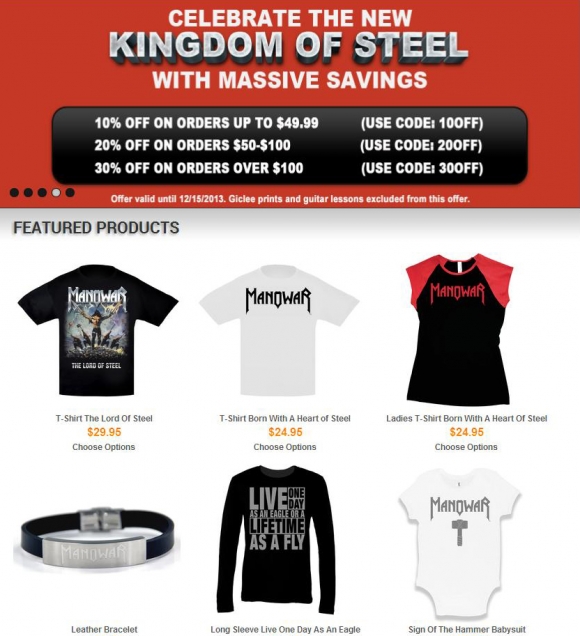 MANOWAR: Promotii de Black Friday si de sarbatori in magazinul online The Kingdom Of Steel (SUA)