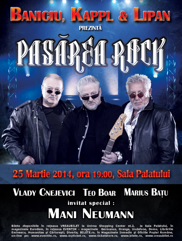 Baniciu, Kappl & Lipan prezinta Pasarea Rock la Sala Palatului