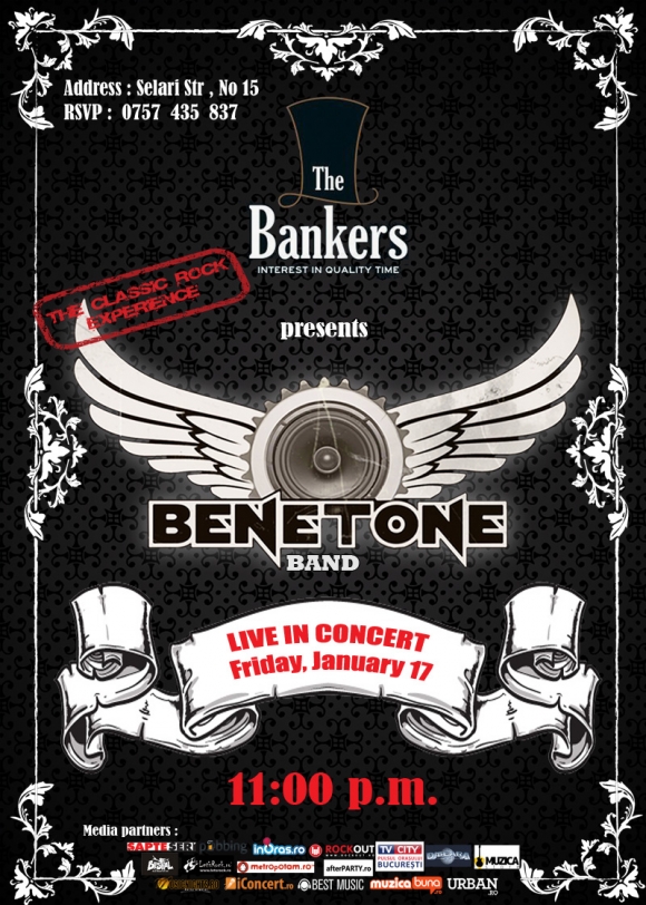 Concert Benetone Band Live in The Bankers, 17 ianuarie 2014