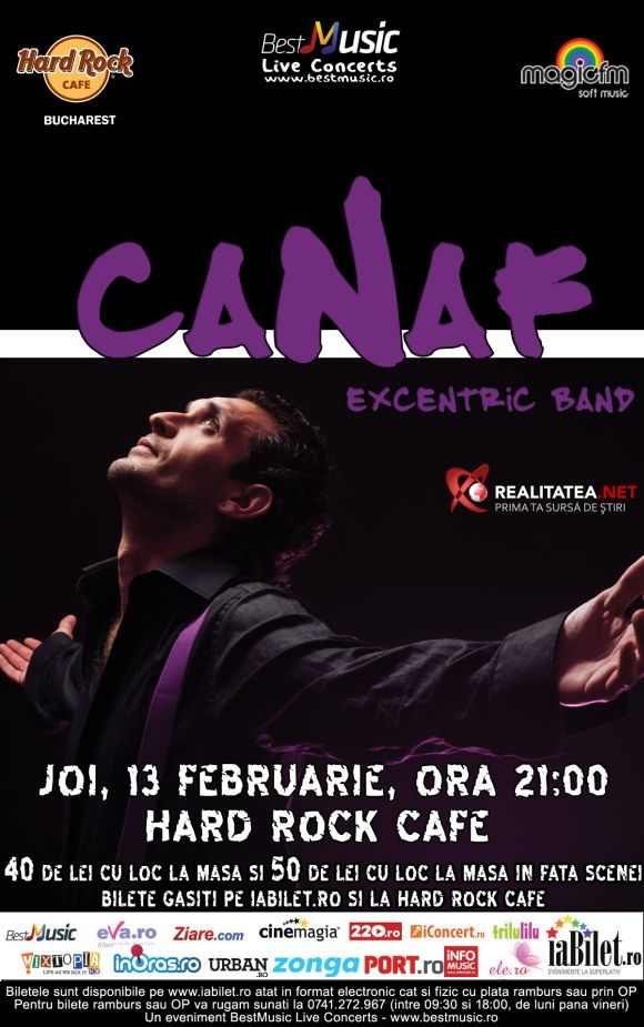 Concert Canaf Excentric Band in Hard Rock Cafe din Bucuresti