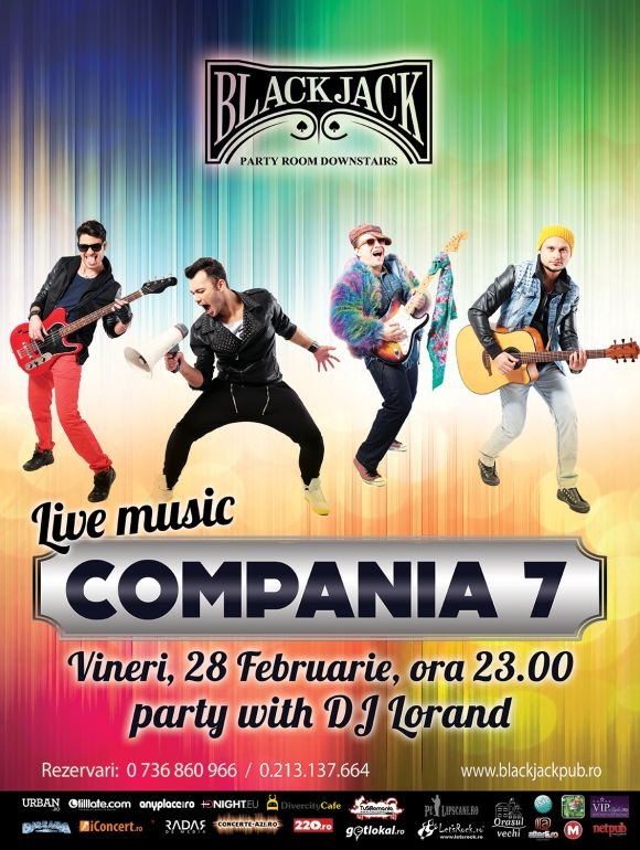 Concert live Compania 7 in Black Jack Pub din Bucuresti