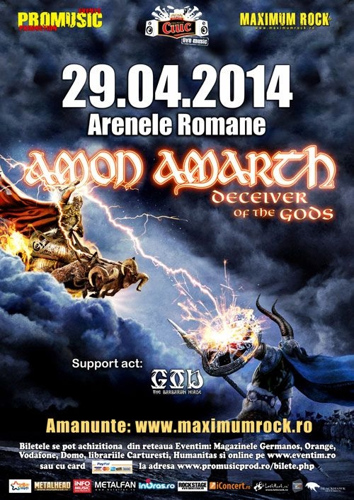 Ultimele 10 zile cu preturi promotionale la biletele pentru concertul Amon Amarth la Arenele Romane