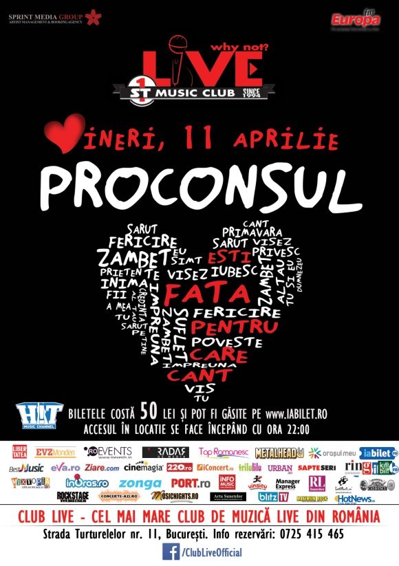 Concert Proconsul in Club Live din Bucuresti