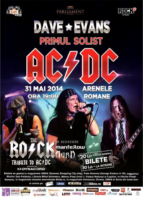 Concert Dave Evans, The R.O.C.K., Manfellow si Aura la Arenele Romane