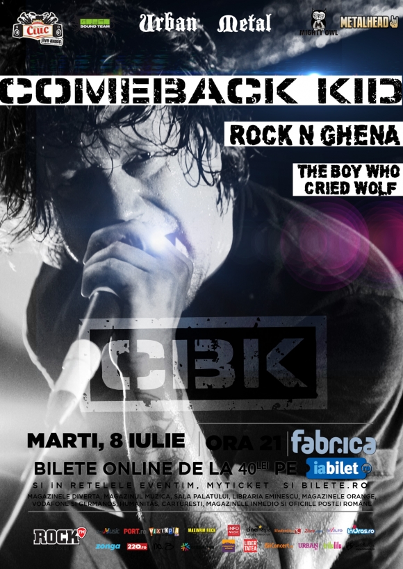 Concert Comeback Kid, Rock N Ghena si The Boy Who Cried Wolf in Club Fabrica