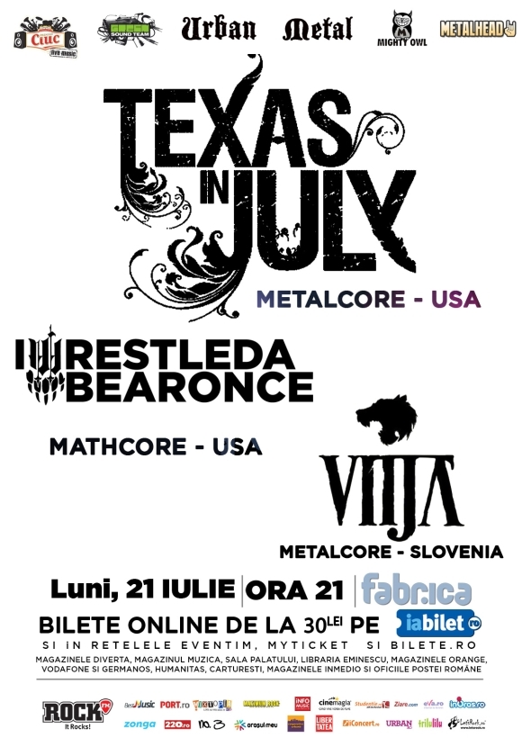 Concert Texas In July, IWrestledABearOnce si Vitja in club Fabrica