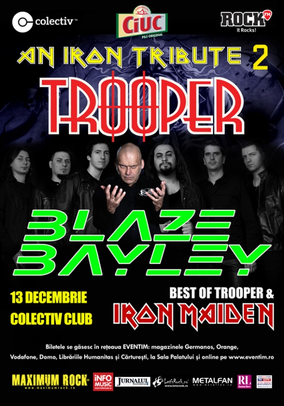 An Iron Tribute cu Trooper si Blaze Bayley pe 13 decembrie in Colectiv