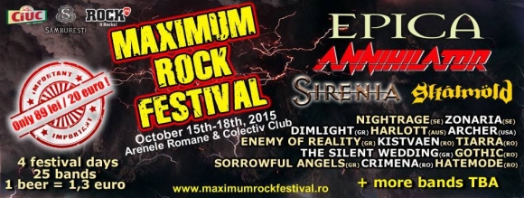 Programul evenimentului Maximum Rock Festival 2015