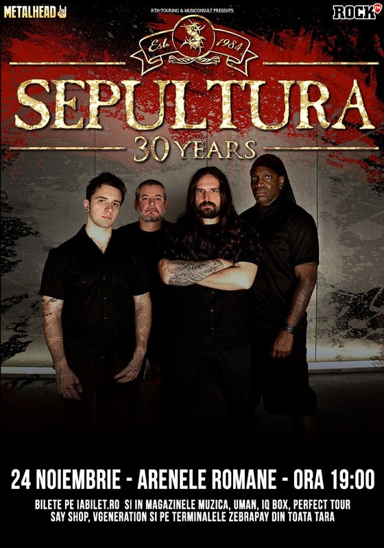 Sepultura aniverseaza 30 de ani la Bucuresti pe 24 noiembrie 2015