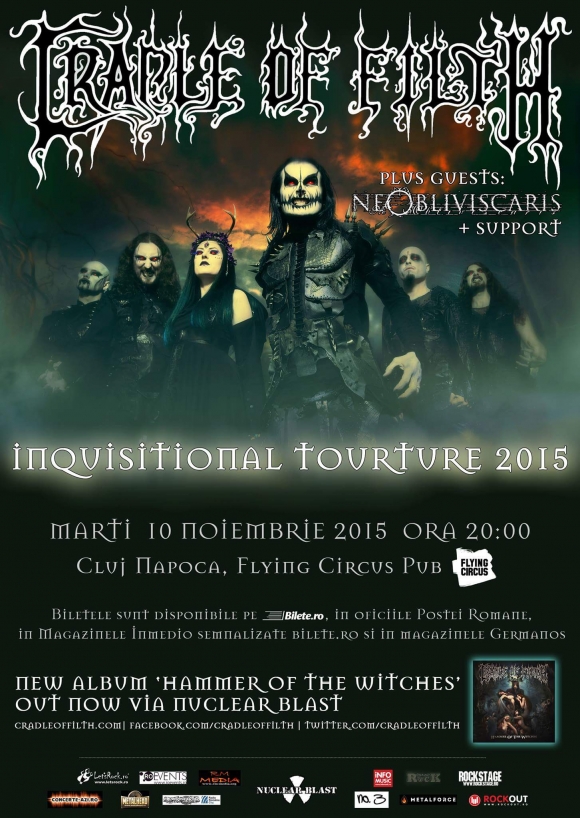 Cradle Of Filth si Ne Obliviscaris vor canta la Cluj Napoca