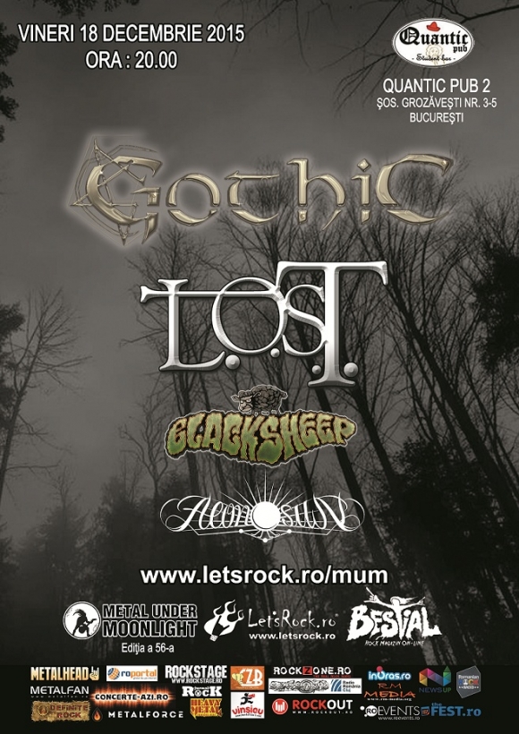 Programul concertului Gothic de vineri, din Quantic Pub 2 (Bucuresti)