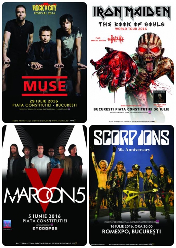 Concerte MAROON 5, SCORPIONS, MUSE si IRON MAIDEN in Bucuresti